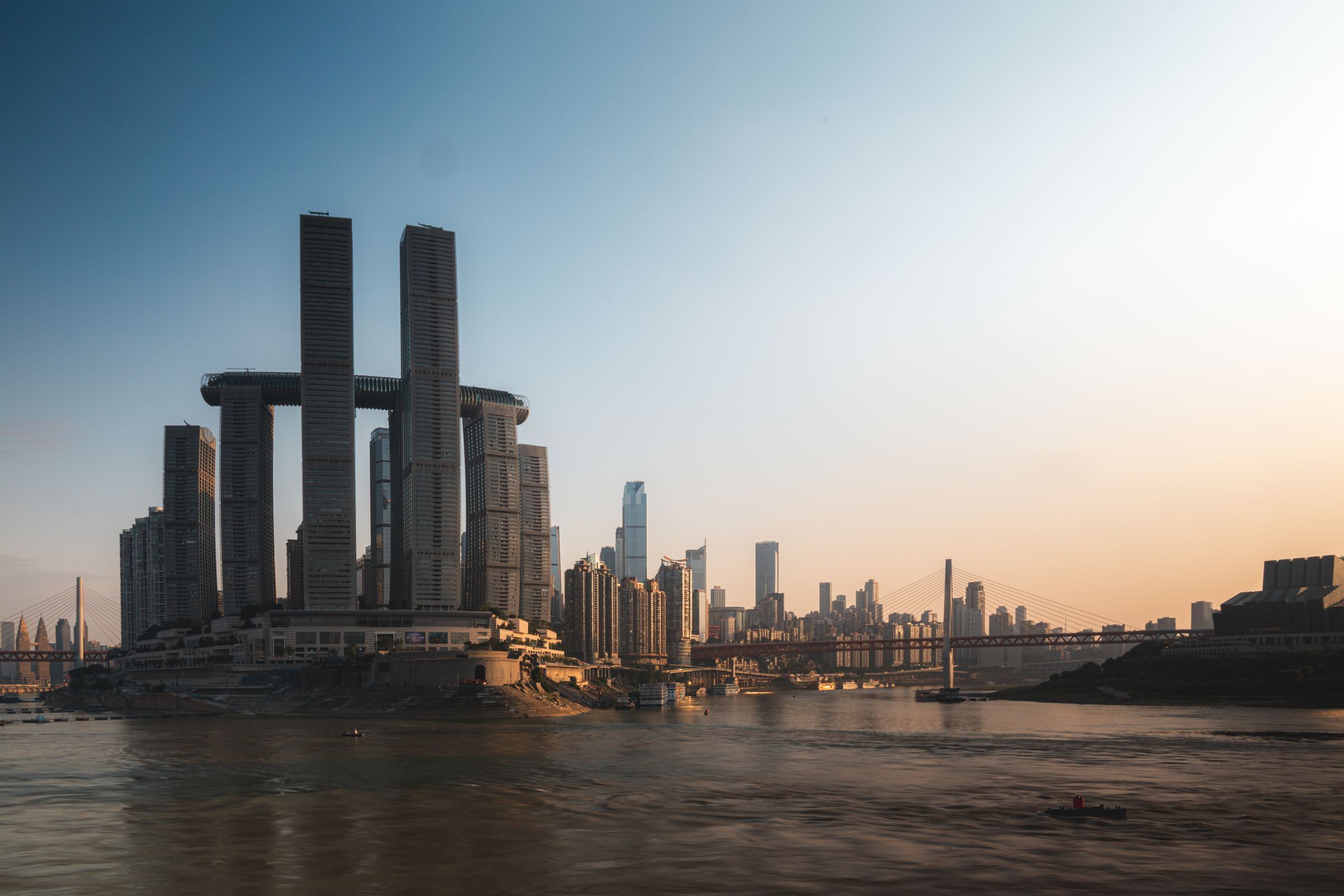 Chongqing city skyline and rivers